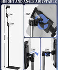 Versatile Height Adjustable Tablet Floor Stand With Dual Self Locking Gears And Straight Up Rock Solid Base Zero Shake Sixty Three Inch Reach For Tablets Phones Monitors Big Time Reliability In Fresh White with adjustable height and angle