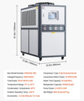 Hardcore Industrial Air Cooled Water Chiller With Dual High Output Compressors And A Massive Fifty Three Gallon Tank side view with touchscreen