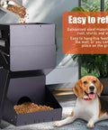 Set And Forget Outdoor Dog Feeder With Sturdy Rain Cover 25 Pound Gravity Kibble Bowl For Large Breeds Auto Fill Pet Station keeps kibble dry and easy to refill.