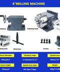 Built Like A Tank CNC Indexing Head Assembly With Vertical And Horizontal Plates And 6 Inch 3 Jaw Chuck And Adjustable Tailstock For Tight Tolerance Milling Workshop components including tailstock and indexing head.