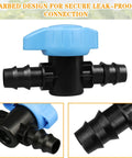 Inline Ball Valve Kit For Drip Irrigation, 12 Pack, one half inch tubing and five eighths inch compatible, secure leak-proof connection