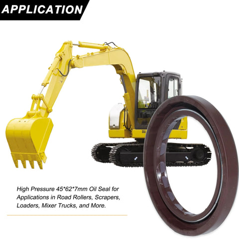 High pressure oil seal for hydraulic pumps with excavator background