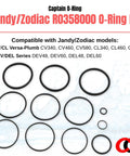 12 O Ring Kit R0358000 for Jandy Zodiac pool filters, set of twelve rings for CV340 CV460 CV580 CL340 CL460 CL580 DEV DEL series