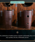 Slick Heavy Duty Ceramic China Vessel Sink And Pedestal Basin Combo With Built In Faucet Niche Pre Drained Port For Indoor Outdoor Bathroom Refresh No Mirror Needed Super Easy Install Real Deal displayed in a wooden bathroom.