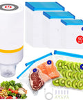 42 Piece Sous Vide Vacuum Sealer Kit With 30 Reusable Bags And 5 Sealing Clips For Anova And Joule Cookers Portable Rechargeable Handheld Vacuum Sealer For Home Kitchen Meal Prep And Restaurant Use shown with accessories.