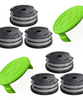 8 Pack Weed Wacker String For Greenworks Trimmer Auto Feed Dual Line Zero Point Zero Six Five Inch 18 Feet Replacement Spool With Cap Covers