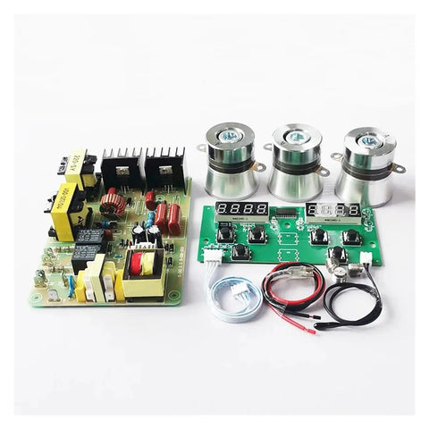 40KHz Ultrasonic PCB Cleaner Transducer Driver Board Kit with 180W 220V Power, DG3 Series components laid out separately.