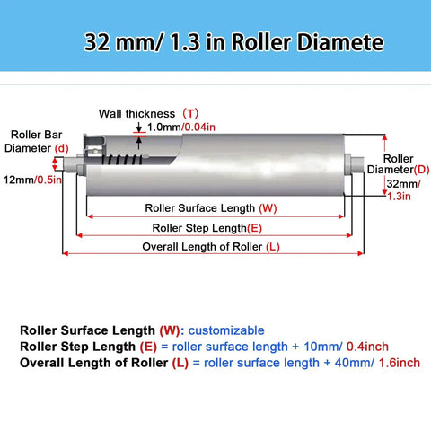 Beefy 5 Pack Galvanized Steel Conveyor Rollers For Industrial Belt Systems 32 Mm Diameter By 800 Mm Length diagram