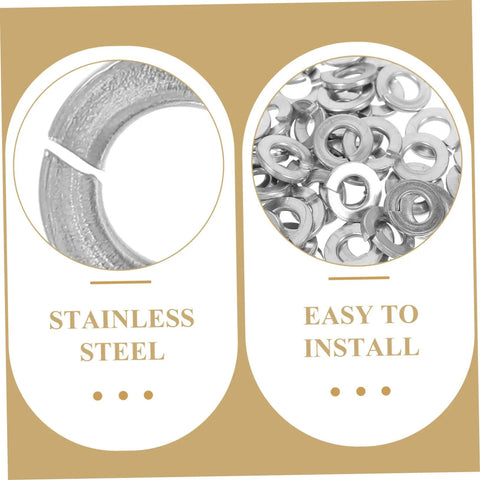 100Pcs Stainless Steel Spring Washers Kit With Split Design For Quick And Easy Install No Hassle Durable Lock Washers To Protect Screws And Surfaces In Machinery DIY Projects Automotive And Home Repairs, close-up and pile