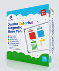 Box packaging of Jumbo Colorful Magnetic Base Ten Blocks Set 131 Plus 4 For Math Fun Hands On Place Value Learning Base Ten Counters.