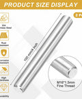 Beefy Heavy Duty Stainless Steel Fully Threaded Rods M16 X 1.5 Pitch 100 Mm Four Inch Right Hand Fine Thread Studs 2 Pack