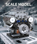 Dope V8 Engine Building Blocks Set With Battery Box And Motor, Realistic Scale Model Kit, featuring transparent cylinder heads