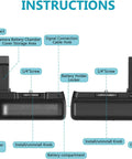 Diagram of Battery Grip Kit For Canon EOS Rebel T3 T5 T6 with vertical grip showing parts and instructions labeled