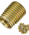 Top Pick Heavy Duty 20Pcs Carbon Steel Self Tapping Thread Inserts Yellow Zinc Plated close-up with shiny threads.