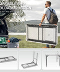Man carrying 42.5 Inch Folding Fish Cleaning Table With Sink And Hose Hookup Portable Outdoor Fishing Station Heavy Duty Camping Table