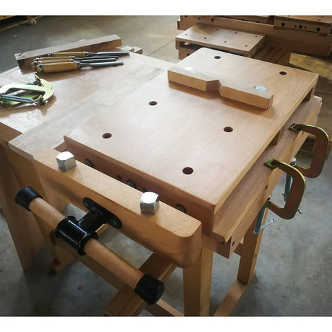 Heavy Duty Woodworking Tabletop Vise Kit For Small Shops And Home Garages With Deep 19.7 Inch Reach on wood bench