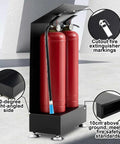 2 Pack Heavy Duty Fire Extinguisher Stand With Raised Base For Garage, Office, And Warehouse, Rugged Beefy Metal Floor Holder