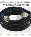 CB Radio Coax Cable 15ft Low Loss UHF PL259 To PL259 Connector 50 Ohm L200 Coax LMR200 Equivalent Flexible Durable Antenna Cable