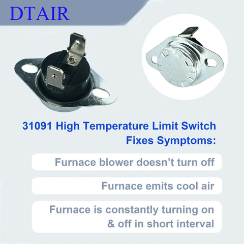 31091 High Temperature Limit Switch Replacement 190F for Atwood, Hydro Flame, Dometic RV Furnace Heaters, Symptom Fixes