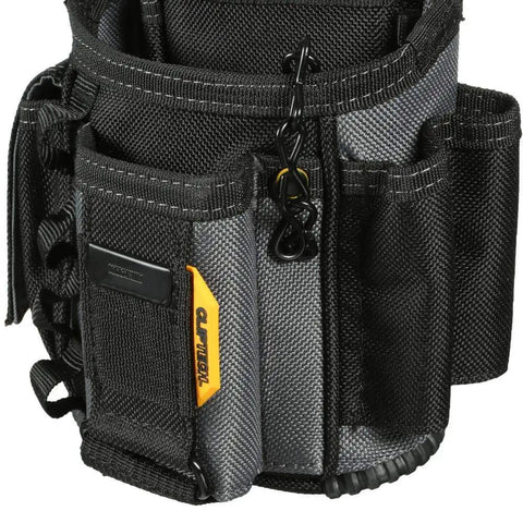 Close-up of Electrician ClipTech Pouch And Hub With 13 Pockets And Loops, Small Limited Edition Pro Grade Carry Kit, Black