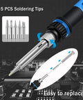 Close-up of 80W 110V Soldering Iron Kit With Fast Heat Up In 10 Seconds showing soldering tips and easy replace mechanism.