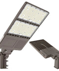 240W LED Parking Lot Light With Photocell, 33,600 Lumens, 5000K Daylight White, IP65 Outdoor Shoebox Street Light, side view