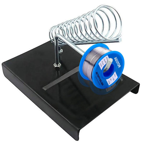 63-37 Tin Lead Rosin Core Solder Wire for Electrical Soldering, 1.5mm, 100g Reel shown with black metal holder.