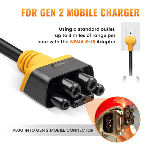 Drop The Standard 120 V Wall Adapter Right Into Your Tesla Gen Two Three Mobile Connector For Easy Home Charging On Model Three Y S X Road Trips With Zero Fuss Today, close-up of NEMA 5-15 adapter.