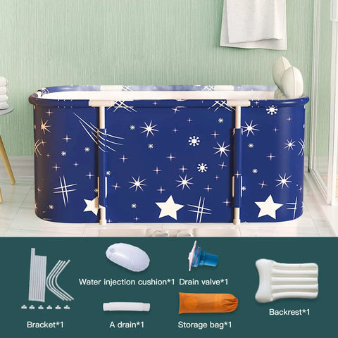 Portable Foldable Bathtub For Home Spa And Shower Tub Soaking With Temperature Control includes accessories.