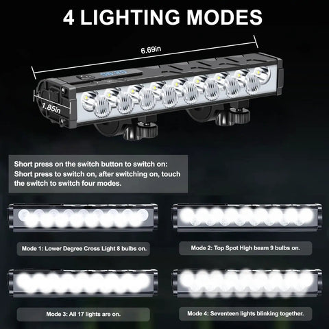 Beast Mode Bright 4800 Lumen Bike Light With Four Modes For Night Riding Rechargeable Headlight Waterproof Bicycle Lamp With High Beam And Low Beam Ideal For Adult Mountain Off Road Commuting