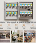 32 Key Wall Mounted Lock Box With Dual Lock Key And 3-Digit Combo, writable key racks and tags organized for various keys
