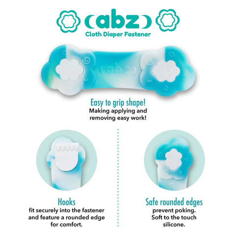 ABZ Pin Free Cloth Diaper Fasteners For Prefolds And Flats 4 Pack One Size Fits All From Preemie To Toddler Safe Easy To Use