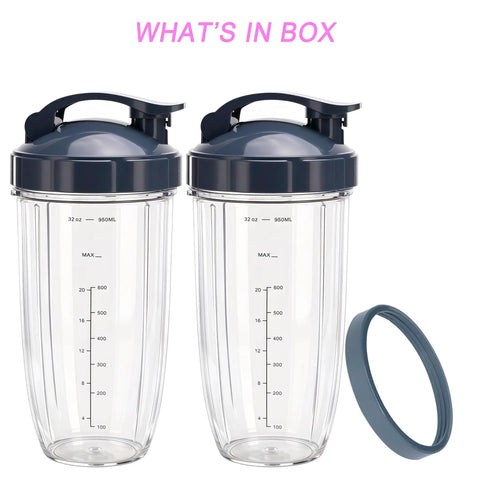 Set of 2 24oz Replacement Blender Cups With Lips For 600W And 900W High Speed Blenders Durable Easy Clean Jars With Secure Lids
