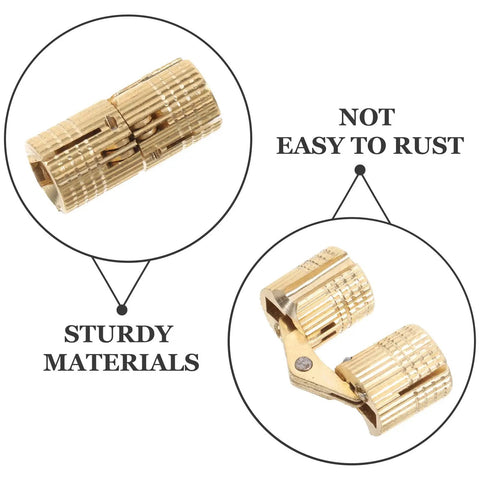 Smooth Operator Brass Concealed Barrel Hinges Six Piece Kit shown; solid brass material with rust-resistant features.