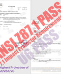 ANSI Z87.1 PASS test report for Anti Fog Safety Glasses With Side Shields ANSI Z87.1 Clear Lens Eye Protection For Men And Women