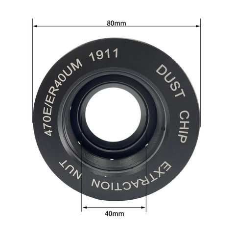 Front view of ER40 Dust Chip Extraction Nut for Woodworking CNC Tool Milling Cutter with Wrench, Pro Grade Heavy Duty Alloy