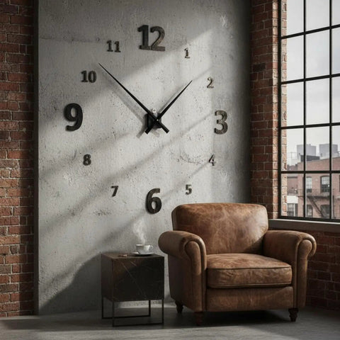 Upgrade Your Home With Top Tier XLWLLNJ Clock Movement Electronic Timekeeping Mechanism For DIY Restoration Projects Including Shaft Mounting Hardware Suitable For Living Room Classroom Studio Color Options Up To 2 With 18MM Shafts on a wall with modern decor.