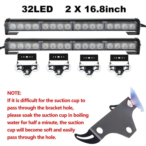 Straight Up Tough 2X16 Inch Led Strobe Light Bar Packing 32 Blazing Diodes And 26 Quick Swap Flash Patterns For Interior Emergency Traffic Advisory Warning Duty In Solid Amber And Crisp White