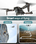 4K UHD Camera Drone With Built-In Screen Remote No Phone Needed in mid-flight showcasing smart flying modes Follow Me and Waypoints