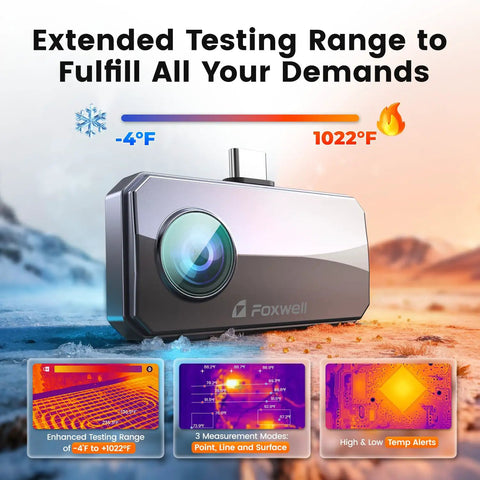Thermal Camera For Android Smartphones With 512x384 TISR Resolution And 40mK Sensitivity 25Hz Frame Rate Ideal For Home And Automotive Leak Detection