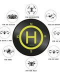 All Weather 21 Inch Drone Landing Pad With Quick Fold Double Sided Universal Parking Apron diagram for various RC drones