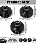 Beefy 0.6M Hardened Steel Pinion Gear Set For 1/10 RC Cars And Trucks 3.175mm Shaft 26T 27T 28T with M4 Screws and Hex Key
