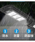 Badass Heavy Duty 350W Solar Floodlight With Photocensor And Motion Sensor Waterproof IP67 Outdoor yard security light in rain.