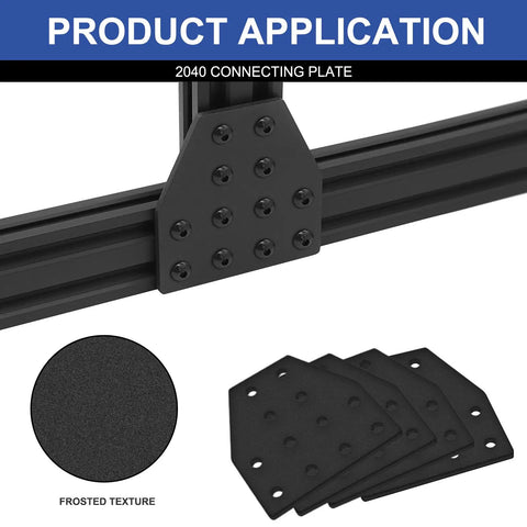 12 Pack 2040 Aluminum Extrusion T Bracket Joint Plate Corner With 12 Hole Design Durable Black V Slot Hardware Kit