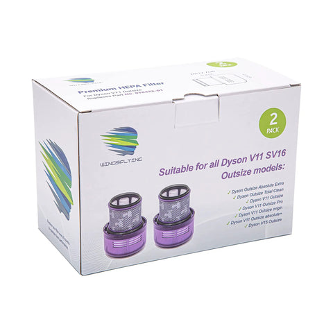 Box of Two Pack Vacuum Filter Replacements For Dyson V11 Outsize Series That Keep Your Power Suction Strong Easy Install And Your Home Cleaning On Point Like New Compared To 97042201