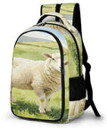 Watercolor Meadow Sheep Printed Backpack For Everyday Use Unisex Large Capacity Daypack Durable Polyester