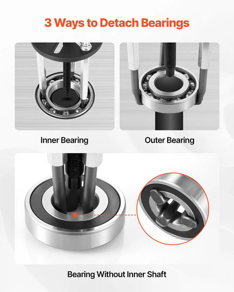 Beefy 21 In 1 Bearing Puller Set With Heavy Duty 3 Jaw Hooks for internal, external, and bearings without inner shaft removal.