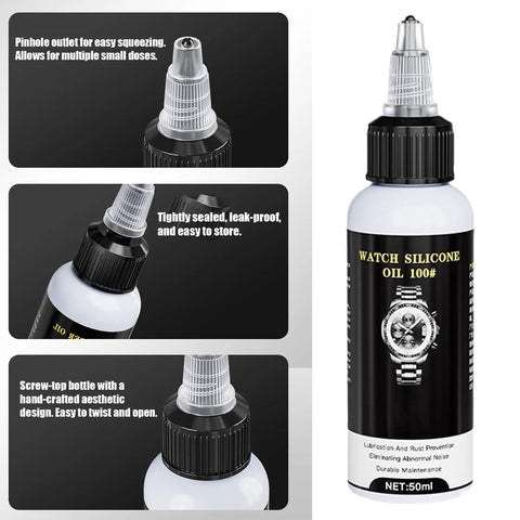 Pro Grade Clock Lubricant And Maintenance Grease For Grandfather Clocks And Watches, 50ml Bottle with precision nozzle design.