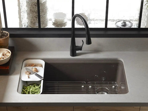 Riverby Right-Hand Kitchen Sink Rack In Stainless Steel, No-Nonsense Durability, with protective rubber feet in sink