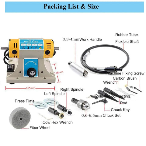 Portable Bench Polisher And Buffer For Jewelry Making, 350W Variable Speed 0 To 10000 RPM Mini Grinding Buffing Tool components